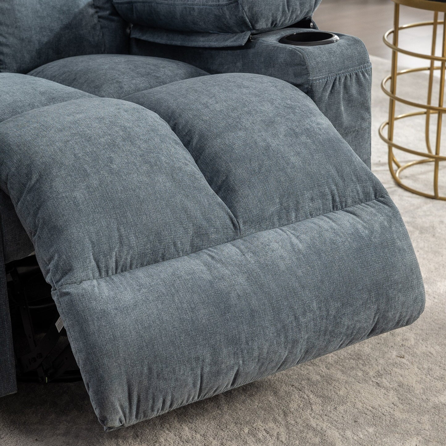 Grey Oversized Rocker Recliner with Massage, Heat, USB, and Cup Holders