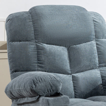 Grey Oversized Rocker Recliner with Massage, Heat, USB, and Cup Holders