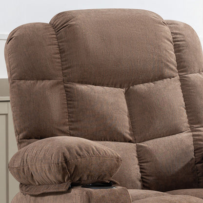 Grey Oversized Rocker Recliner with Massage, Heat, USB, and Cup Holders