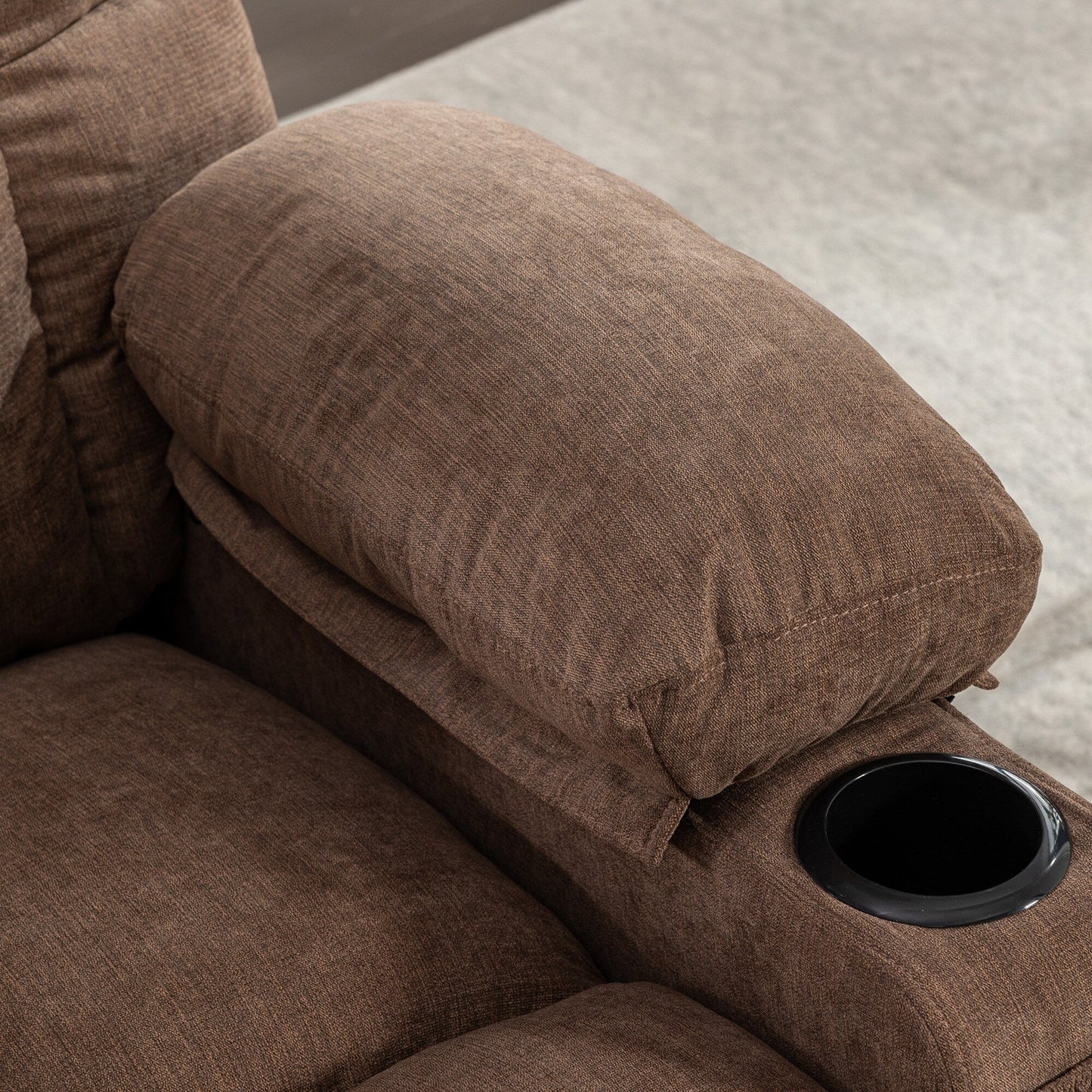 Grey Oversized Rocking Recliner with Vibration Massage, Heating, USB Port, Dual Cup Holders, and Side Storage