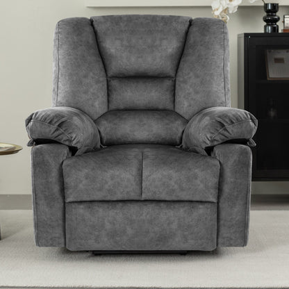 Grey Oversized Velvet Upholstered Power Lift Massage Recliner with 8-Point Vibration Massage, Lumbar Heating, Side Pockets