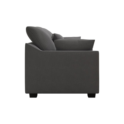 Grey Polyester 3-seater Sofa with Pillows and Wood Legs