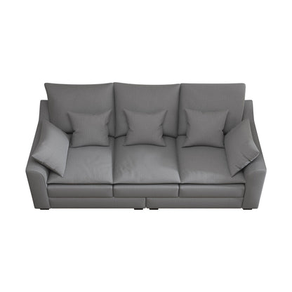 Grey Polyester 3-seater Sofa with Pillows and Wood Legs