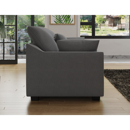 Grey Polyester 3-seater Sofa with Pillows and Wood Legs