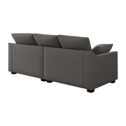 Grey Polyester 3-seater Sofa with Pillows and Wood Legs