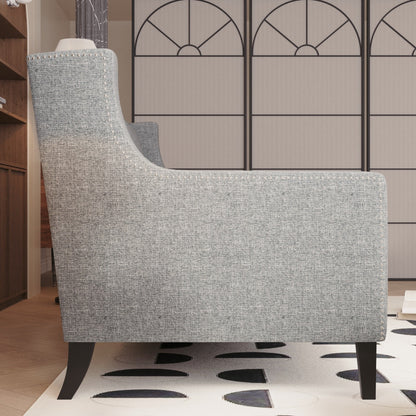 Grey Polyester 3-seater Sofa with Tufted Backrest