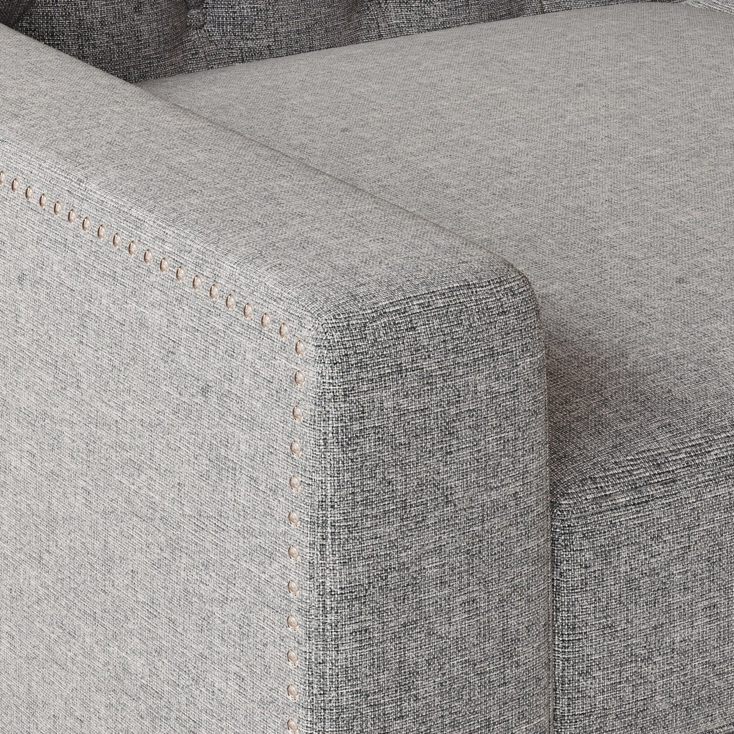 Grey Polyester 3-seater Sofa with Tufted Backrest