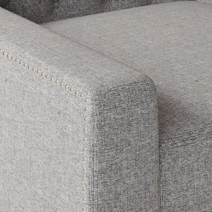 Grey Polyester 3-seater Sofa with Tufted Backrest