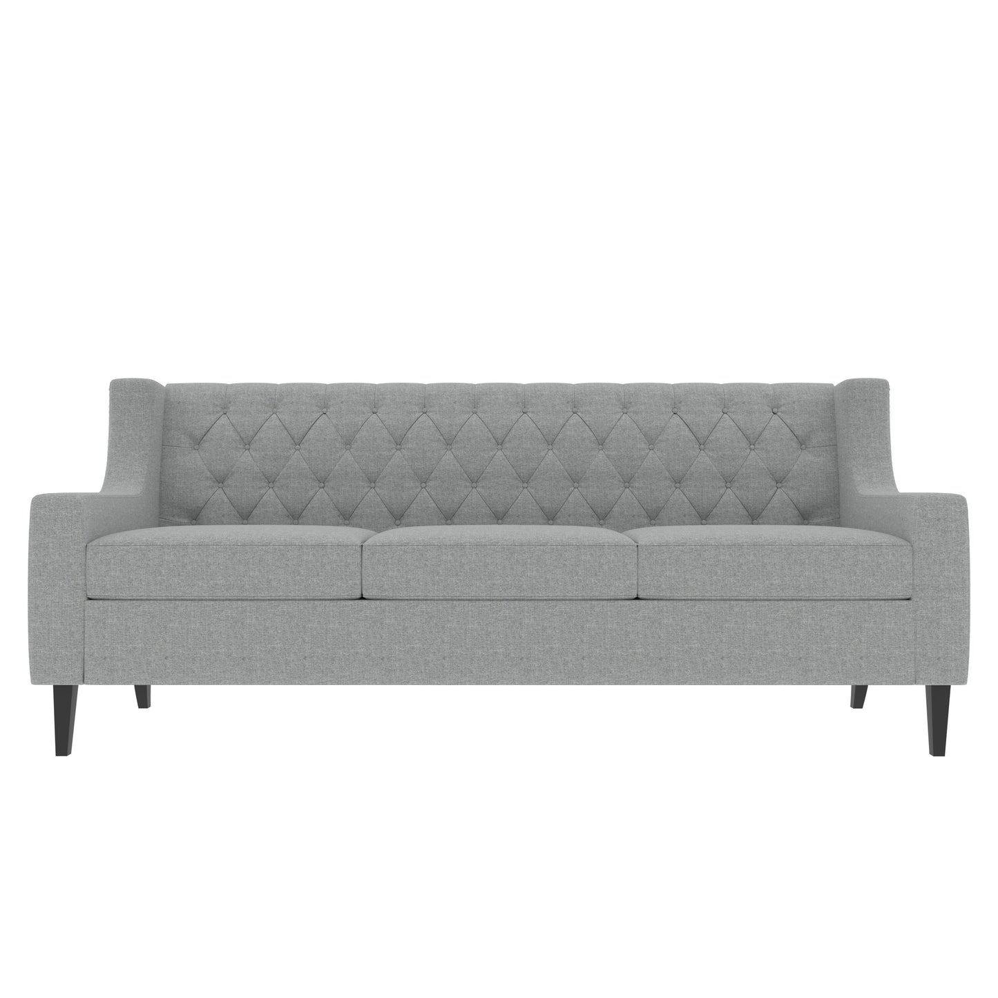 Grey Polyester 3-seater Sofa with Tufted Backrest