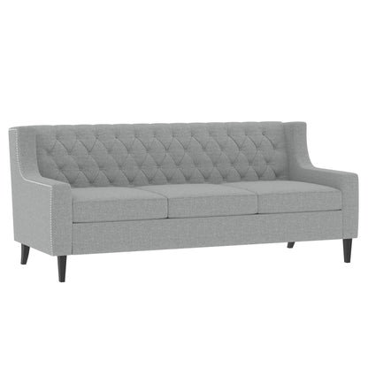 Grey Polyester 3-seater Sofa with Tufted Backrest
