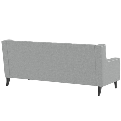 Grey Polyester 3-seater Sofa with Tufted Backrest