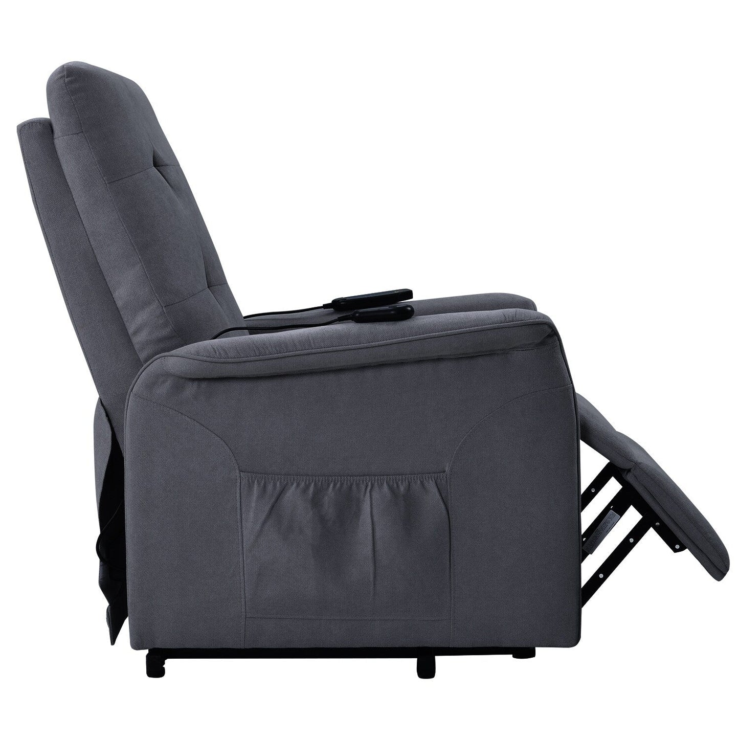 Grey Power Lift Recliner Chair for Elderly with Adjustable Massage, Overstuffed Cushion, Remote Control and Side Pockets