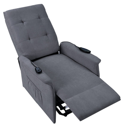 Grey Power Lift Recliner Chair for Elderly with Adjustable Massage, Overstuffed Cushion, Remote Control and Side Pockets