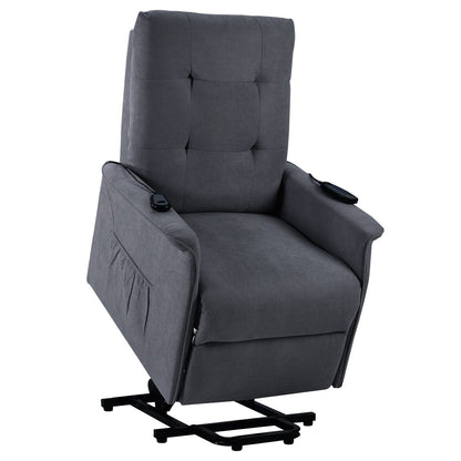 Grey Power Lift Recliner Chair for Elderly with Adjustable Massage, Overstuffed Cushion, Remote Control and Side Pockets