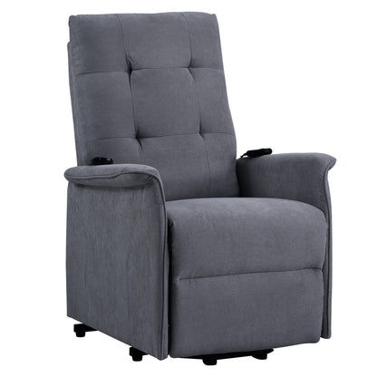 Grey Power Lift Recliner Chair for Elderly with Adjustable Massage, Overstuffed Cushion, Remote Control and Side Pockets