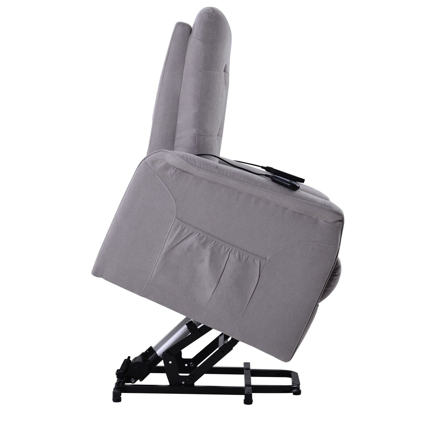 Grey Power Lift Recliner Chair for Elderly with Adjustable Massage, Overstuffed Cushion, Remote Control and Side Pockets