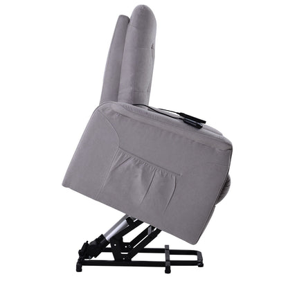 Grey Power Lift Recliner Chair for Elderly with Adjustable Massage, Overstuffed Cushion, Remote Control and Side Pockets