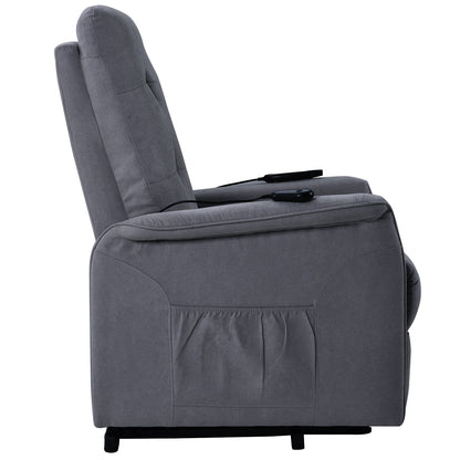 Grey Power Lift Recliner Chair for Elderly with Adjustable Massage, Overstuffed Cushion, Remote Control and Side Pockets