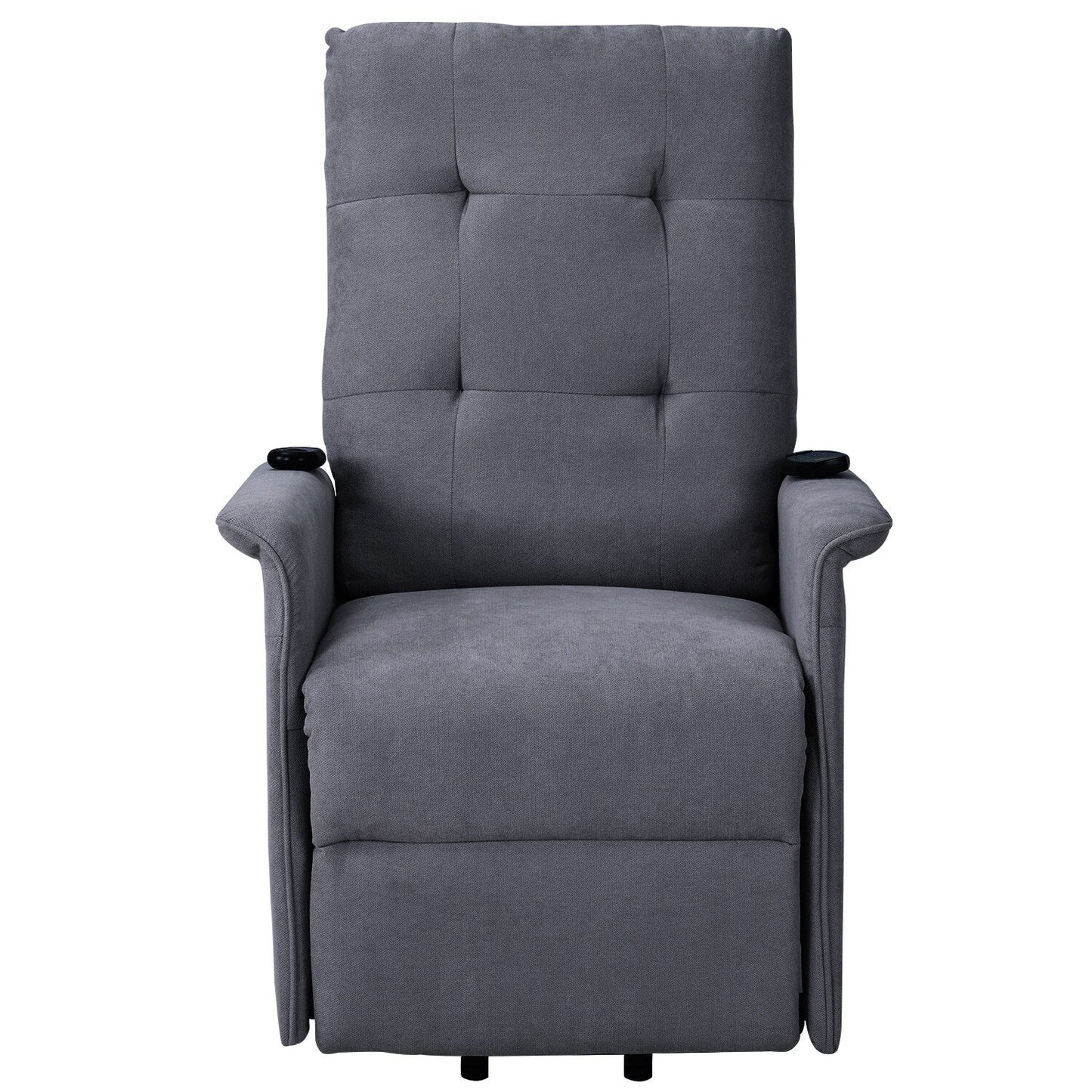 Grey Power Lift Recliner Chair for Elderly with Adjustable Massage, Overstuffed Cushion, Remote Control and Side Pockets