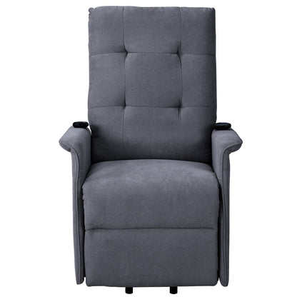 Grey Power Lift Recliner Chair for Elderly with Adjustable Massage, Overstuffed Cushion, Remote Control and Side Pockets
