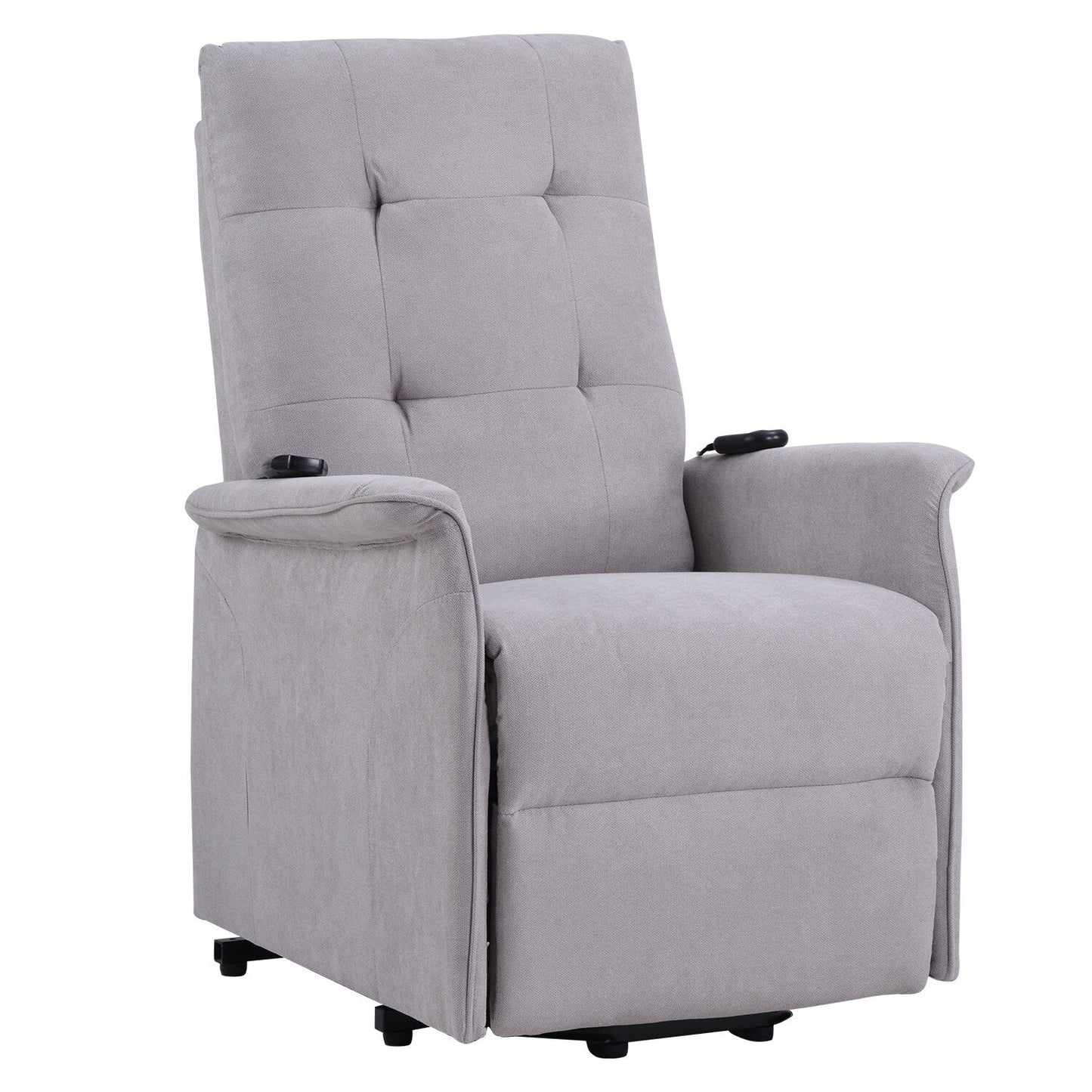 Grey Power Lift Recliner Chair for Elderly with Adjustable Massage, Overstuffed Cushion, Remote Control and Side Pockets
