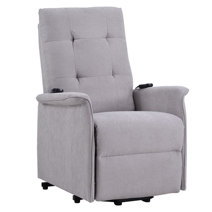 Grey Power Lift Recliner Chair for Elderly with Adjustable Massage, Overstuffed Cushion, Remote Control and Side Pockets
