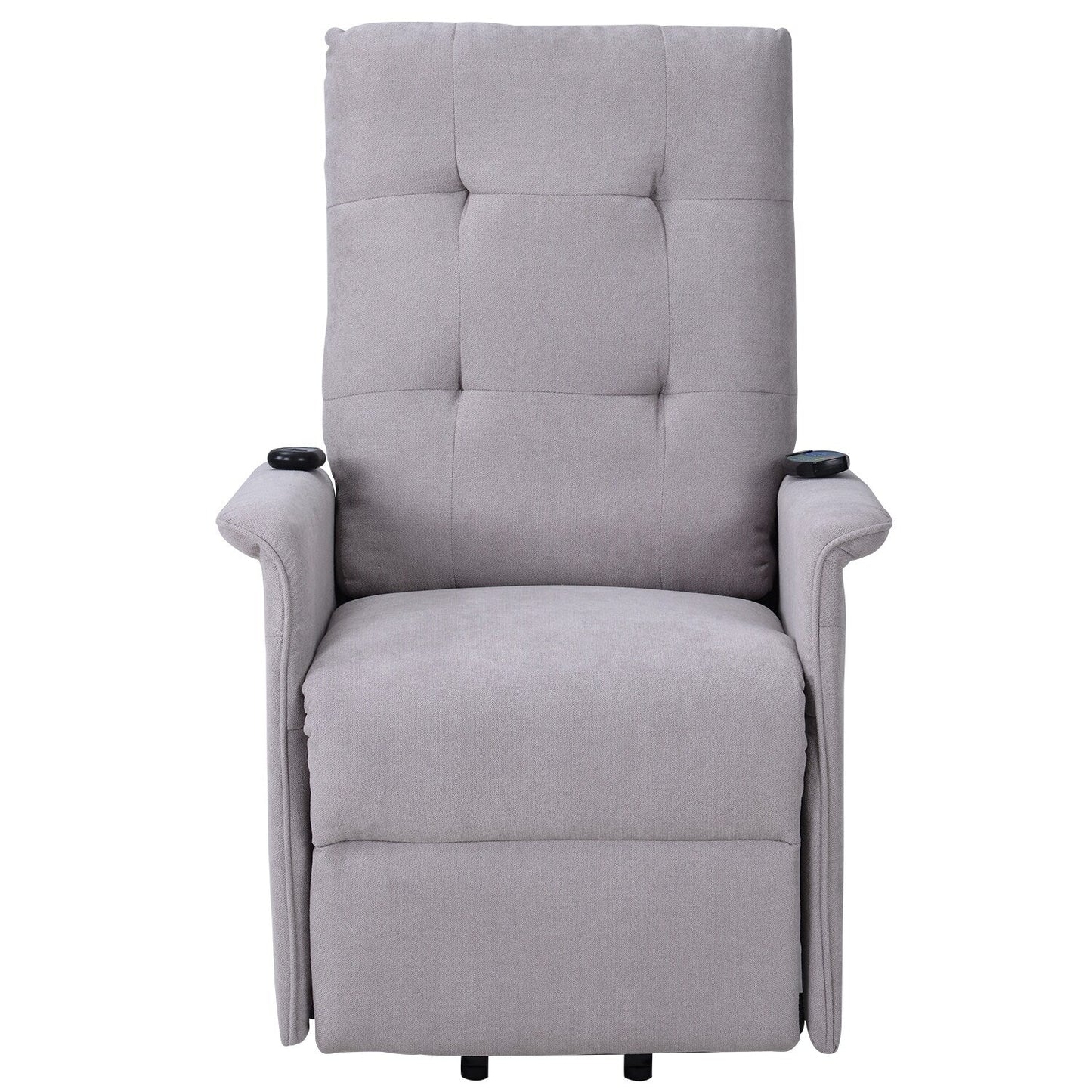 Grey Power Lift Recliner Chair for Elderly with Adjustable Massage, Overstuffed Cushion, Remote Control and Side Pockets
