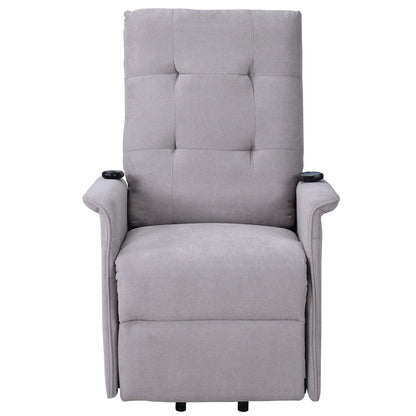 Grey Power Lift Recliner Chair for Elderly with Adjustable Massage, Overstuffed Cushion, Remote Control and Side Pockets