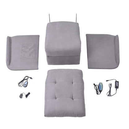 Grey Power Lift Recliner Chair for Elderly with Adjustable Massage, Overstuffed Cushion, Remote Control and Side Pockets