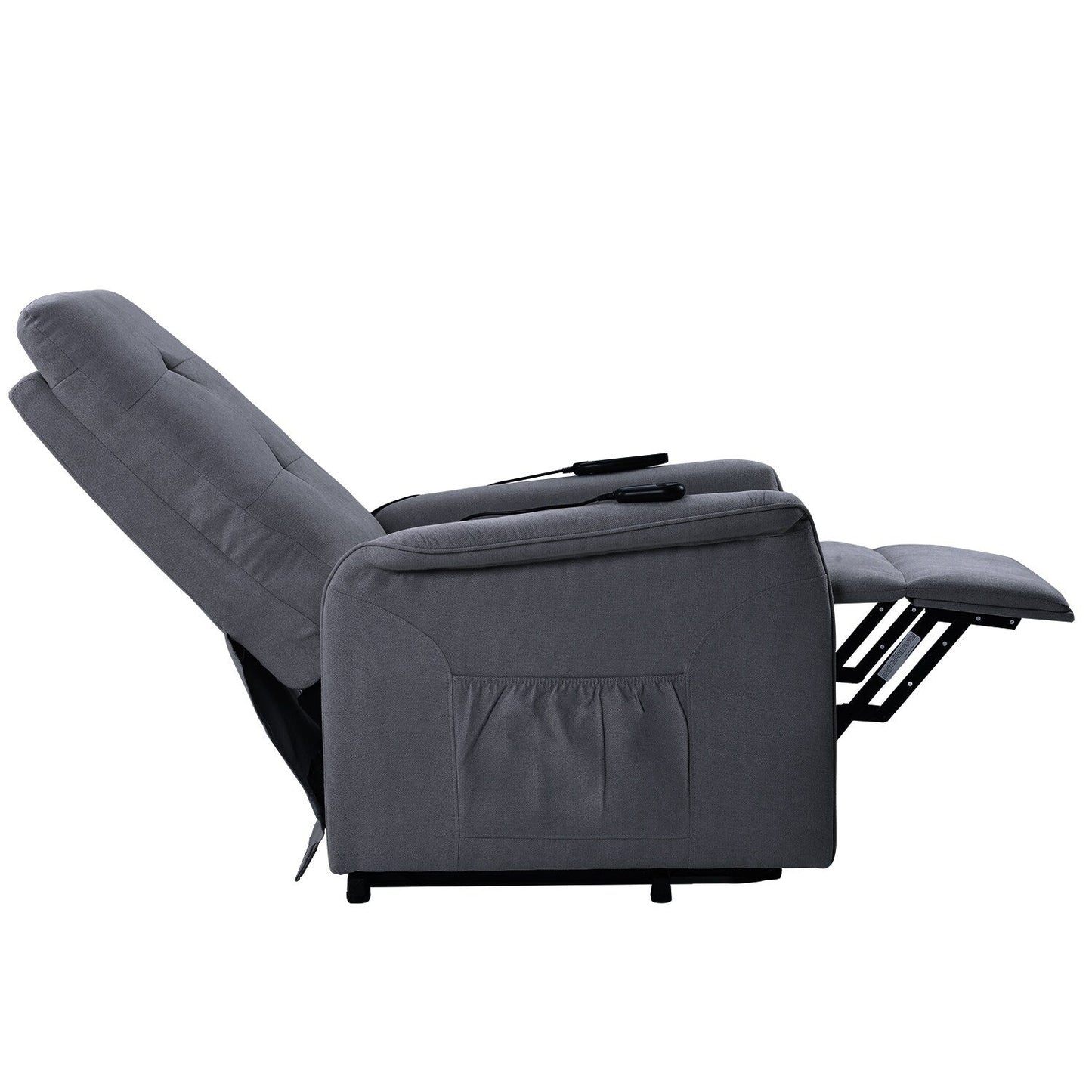 Grey Power Lift Recliner Chair for Elderly with Adjustable Massage, Overstuffed Cushion, Remote Control and Side Pockets