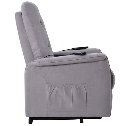 Grey Power Lift Recliner Chair for Elderly with Adjustable Massage, Overstuffed Cushion, Remote Control and Side Pockets