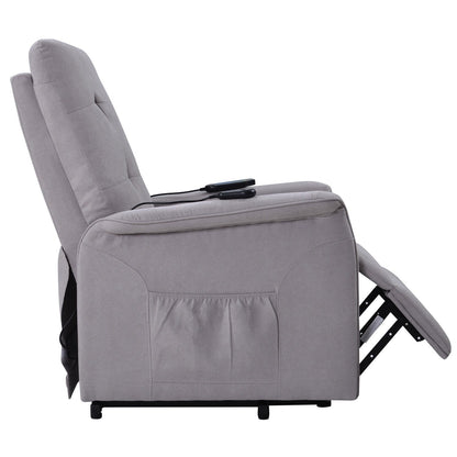 Grey Power Lift Recliner Chair for Elderly with Adjustable Massage, Overstuffed Cushion, Remote Control and Side Pockets