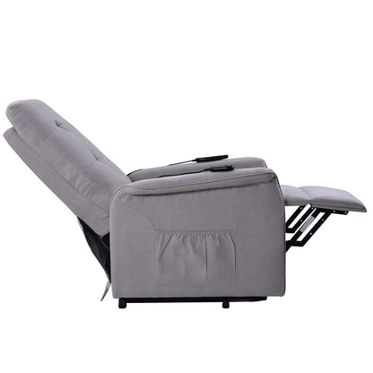 Grey Power Lift Recliner Chair for Elderly with Adjustable Massage, Overstuffed Cushion, Remote Control and Side Pockets