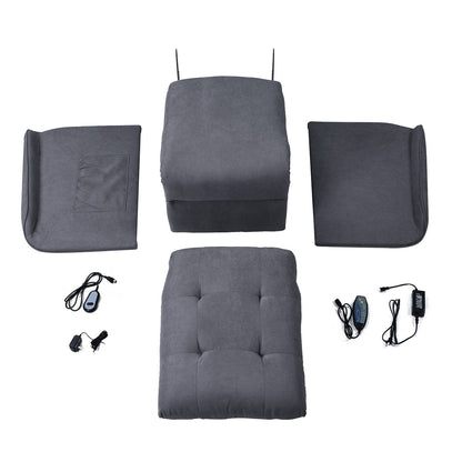 Grey Power Lift Recliner Chair for Elderly with Adjustable Massage, Overstuffed Cushion, Remote Control and Side Pockets