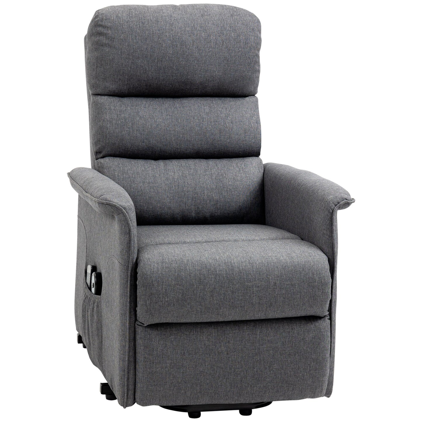 Grey Power Lift Recliner Chair for Elderly with Vibration Massage, Remote Control, Side Pockets, and Fabric Upholstery