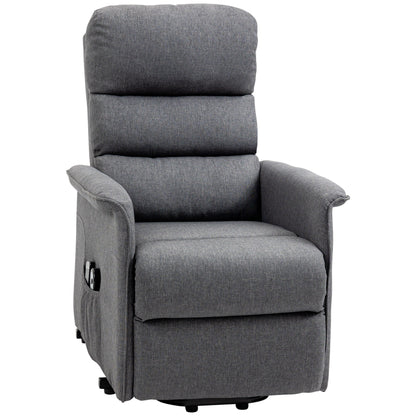 Grey Power Lift Recliner Chair for Elderly with Vibration Massage, Remote Control, Side Pockets, and Fabric Upholstery