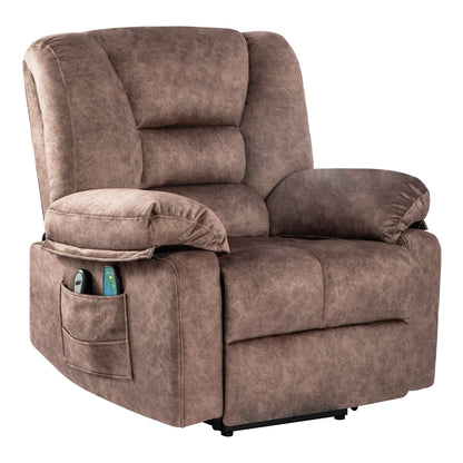 Grey Power Lift Recliner Chair for Seniors with Massage and Heating Features, 330 lbs Capacity and Adjustable Recline Up to 150°