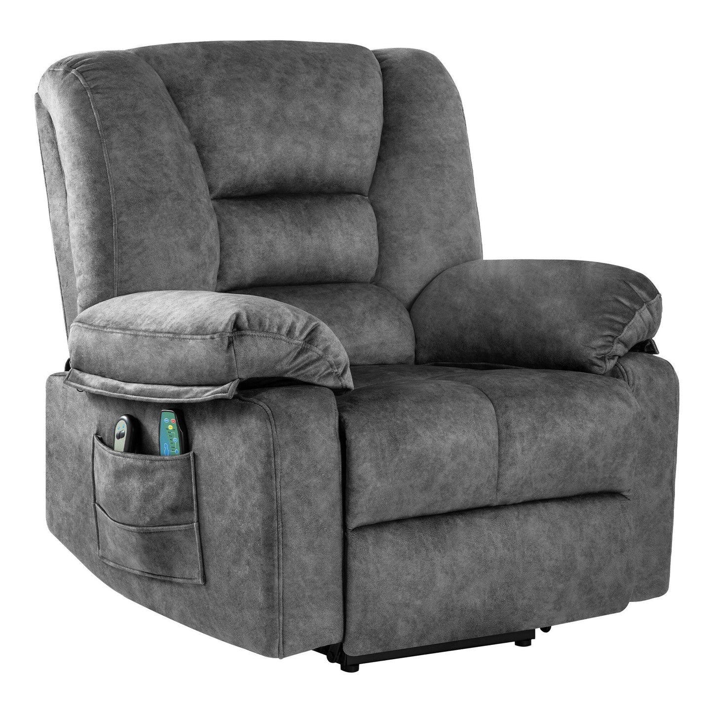 Grey Power Lift Recliner Chair for Seniors with Massage and Heating Features, 330 lbs Capacity and Adjustable Recline Up to 150°