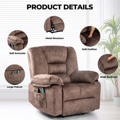 Grey Power Lift Recliner Chair for Seniors with Massage and Heating Features, 330 lbs Capacity and Adjustable Recline Up to 150°