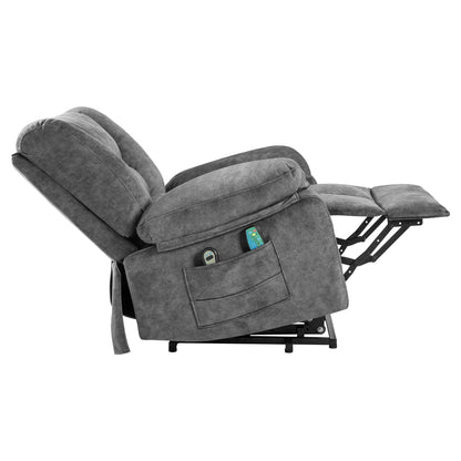 Grey Power Lift Recliner Chair for Seniors with Massage and Heating Features, 330 lbs Capacity and Adjustable Recline Up to 150°