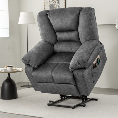 Grey Power Lift Recliner Chair for Seniors with Massage and Heating Features, 330 lbs Capacity and Adjustable Recline Up to 150°