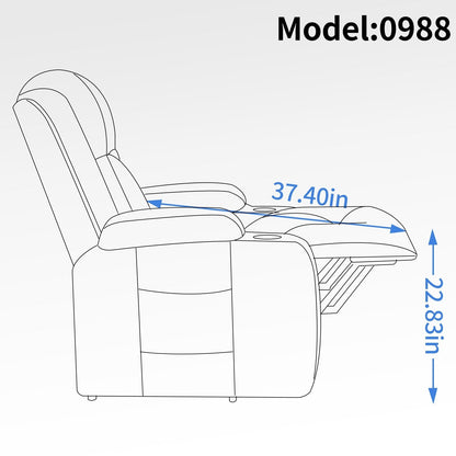 Grey Power Lift Recliner Chair with Massage, Heat, USB Port, Lumbar Support, Dual Cup Holders and Side Pockets