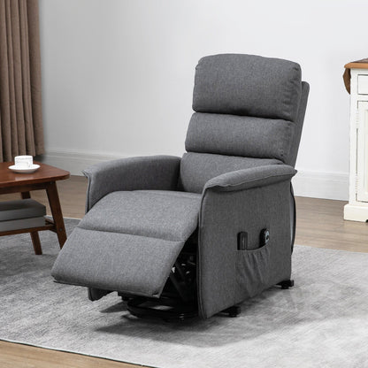 Grey Power Lift Recliner designed for Seniors with Vibration Massage, Remote Control, Side Pockets, and Plush Fabric Upholstery