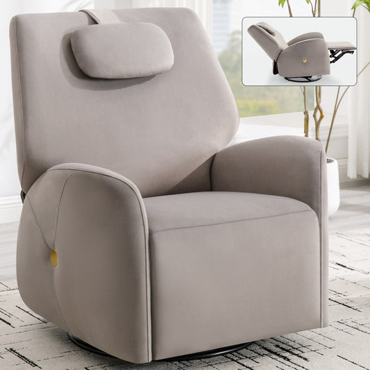 Grey Power Recliner with 270Â° Swivel & USB Charging Ports