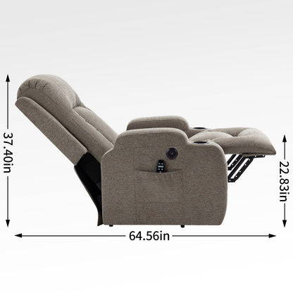 Grey Senior-Friendly Power Lift Recliner with Massage & Heat, USB Charging, Cup Holders, and Adjustable Reclining