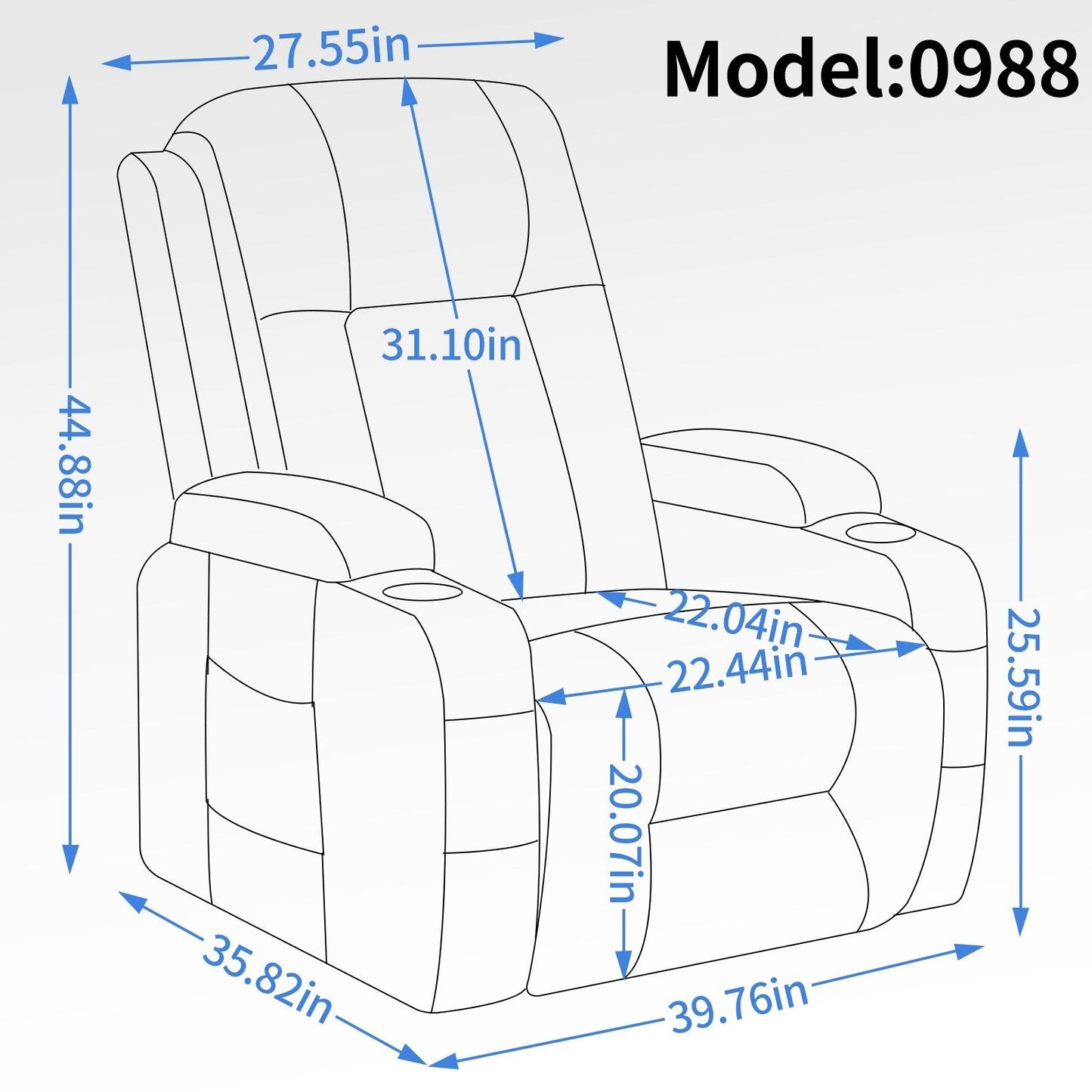 Grey Senior-Friendly Power Lift Recliner with Massage & Heat, USB Charging, Cup Holders, and Adjustable Reclining