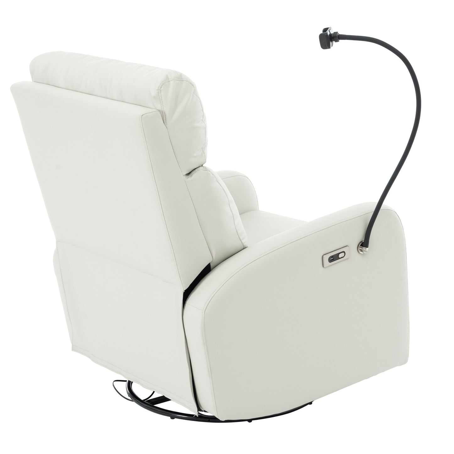Grey Swivel Rocking Recliner with USB, Power Recline, and Overstuffed Comfort