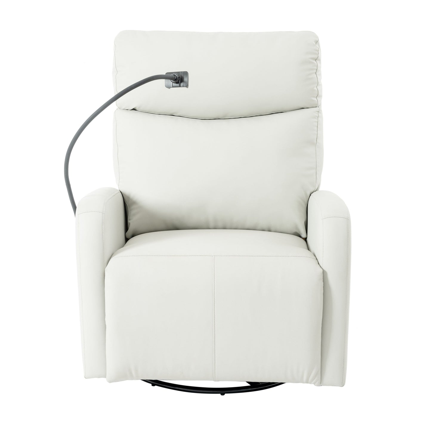 Grey Swivel Rocking Recliner with USB, Power Recline, and Overstuffed Comfort