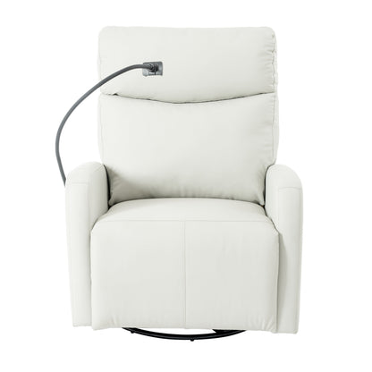 Grey Swivel Rocking Recliner with USB, Power Recline, and Overstuffed Comfort