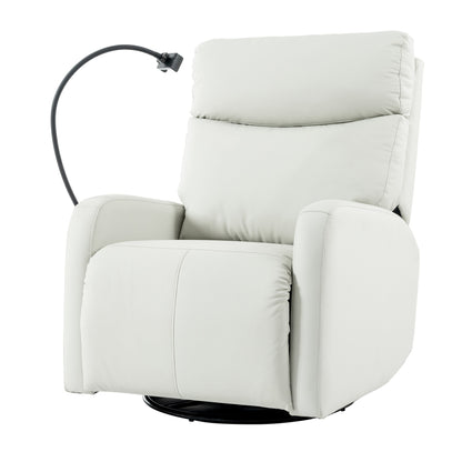 Grey Swivel Rocking Recliner with USB, Power Recline, and Overstuffed Comfort